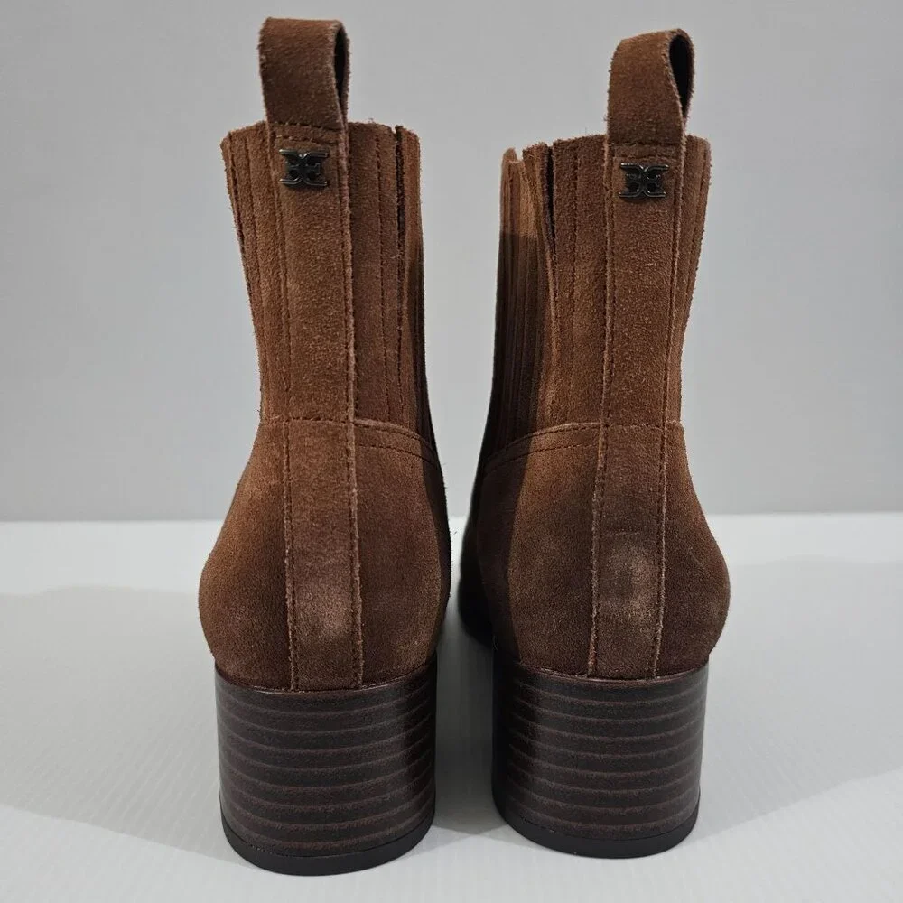 Sam Edelman Kaiti Zip Ankle Bootie Womens 7 Brown Suede Low Heel Western NEW
